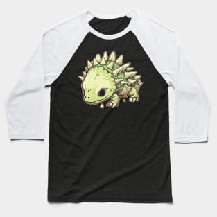 Scary Chibi Stegosaurus Isometric Dinosaur Skeleton Baseball T-Shirt